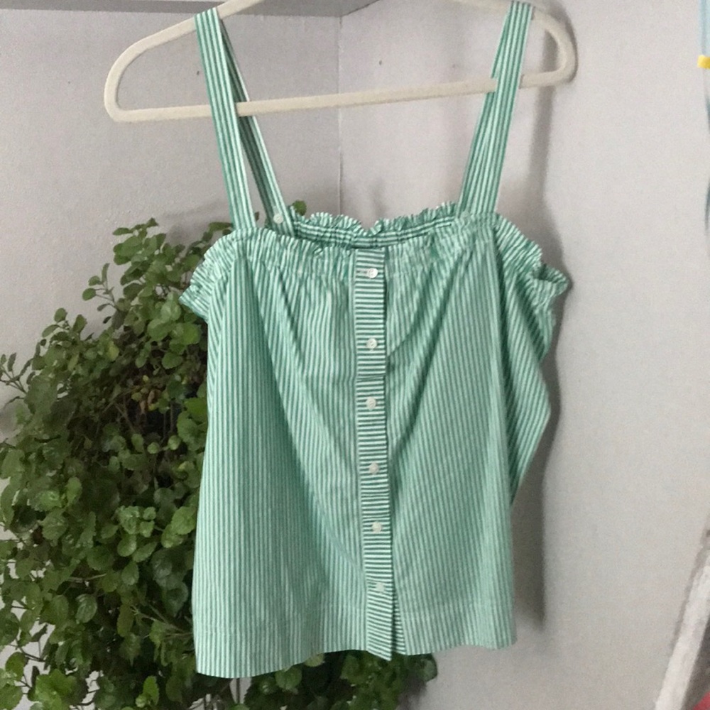 NWT JCrew Kelly green and white striped cami